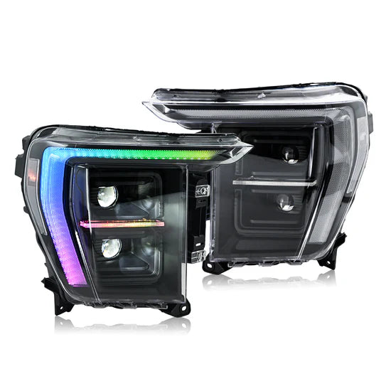 RGB Headlights for 2022-2024 Ford F150 F150 P702 14th Gen Front Lamps