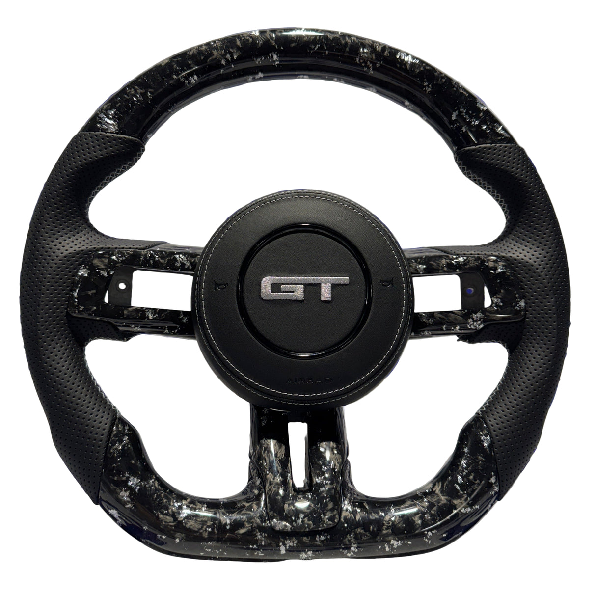 2015-2023 Ford Mustang Carbon Fiber Steering Wheel + Airbag Cover - Preset