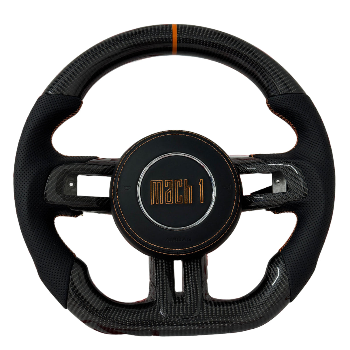 2015-2023 Mustang Mach 1 Carbon Fiber Steering Wheel (Orange)- Preset
