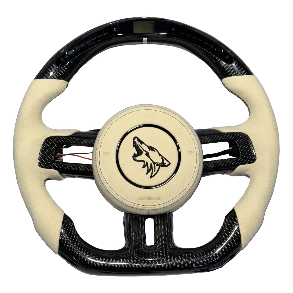2015-2023 Ford Mustang Carbon Fiber Steering Wheel +LED Screen + Airbag Cover - Preset