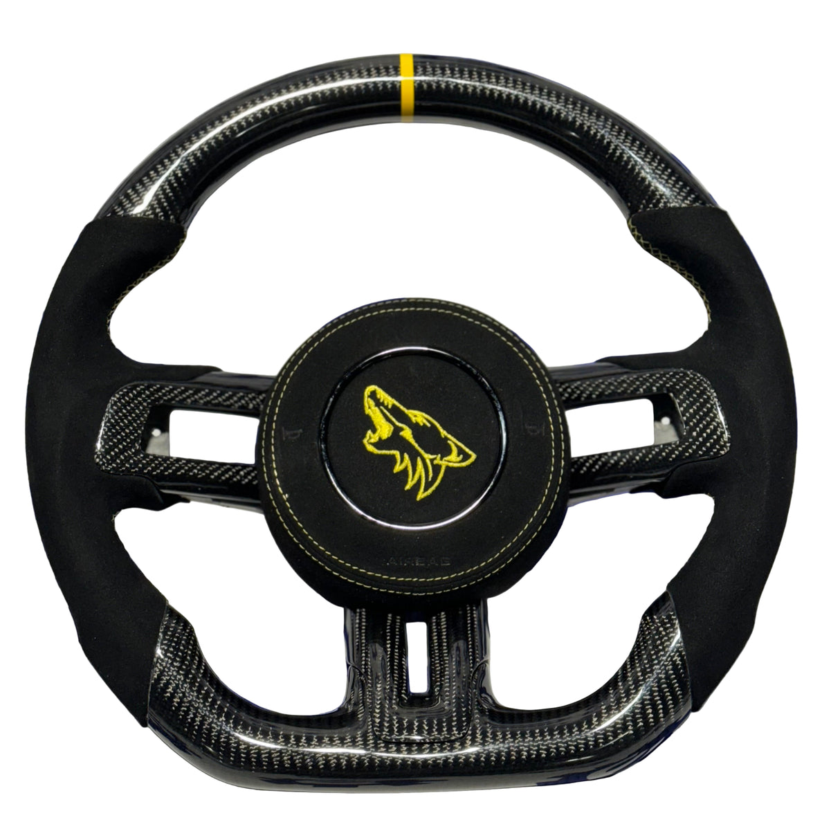 2015-2023 Ford Mustang Carbon Fiber Steering Wheel + Airbag Cover - Preset
