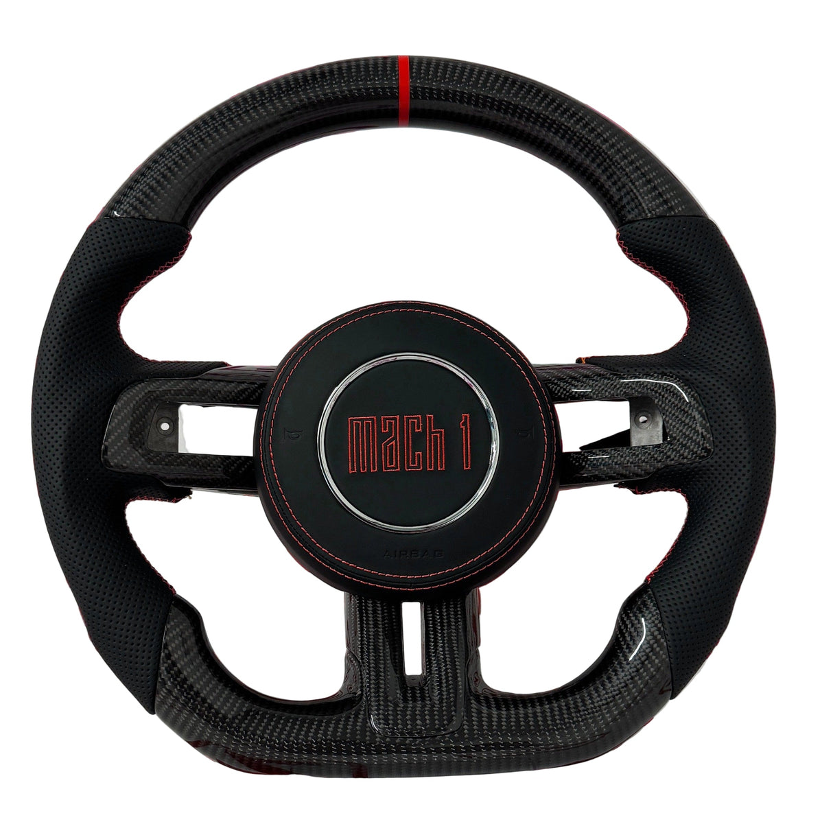 2015-2023 Mustang Mach 1 Carbon Fiber Steering Wheel (Red)- Preset