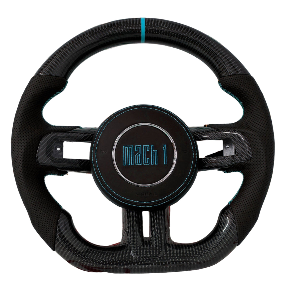 2015-2023 Mustang Mach 1 Carbon Fiber Steering Wheel (Grabber Blue)- Preset