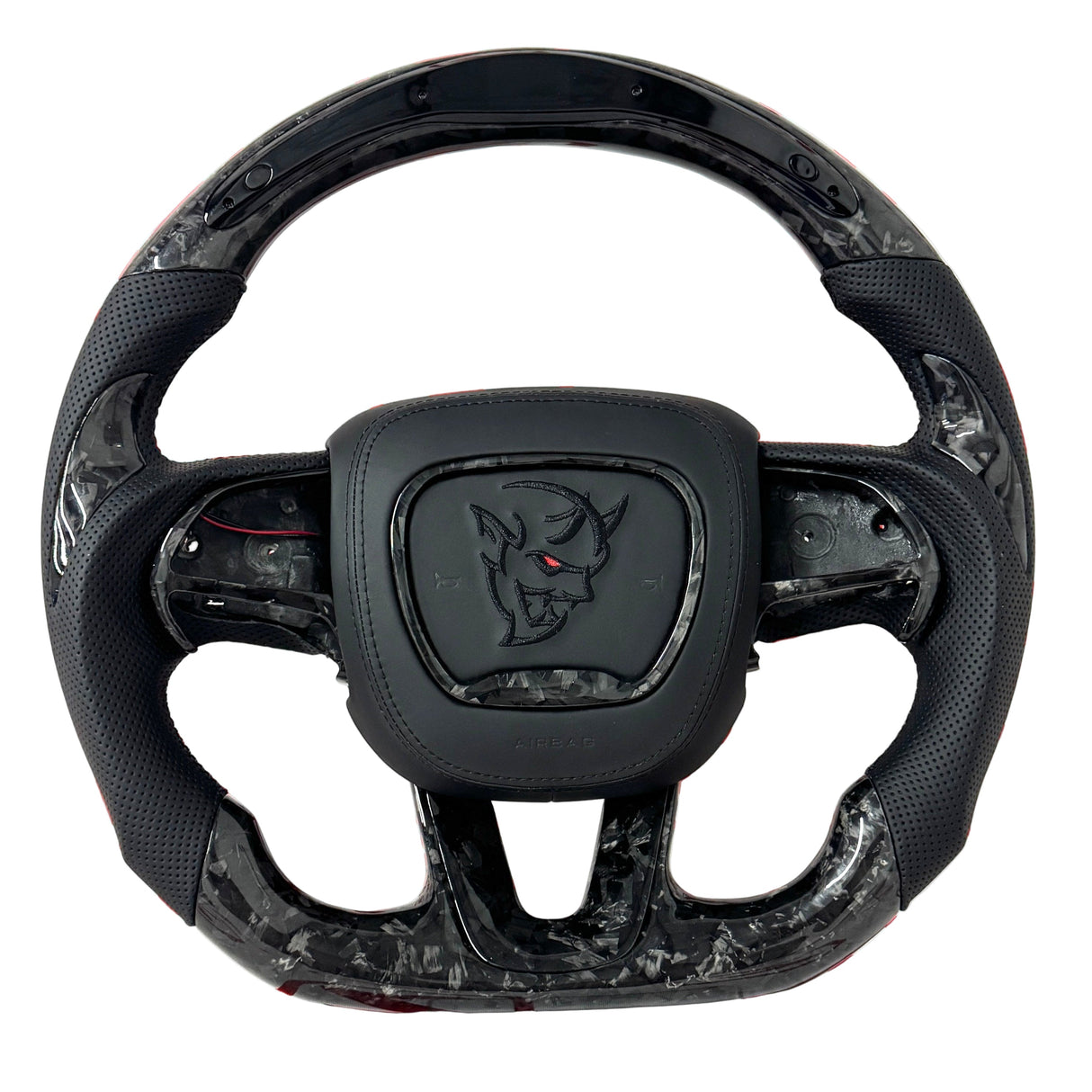 2015-2023 Dodge Charger/Challenger/Durango Demon Carbon Fiber Steering Wheel + Led Screen + Airbag Cover - Preset
