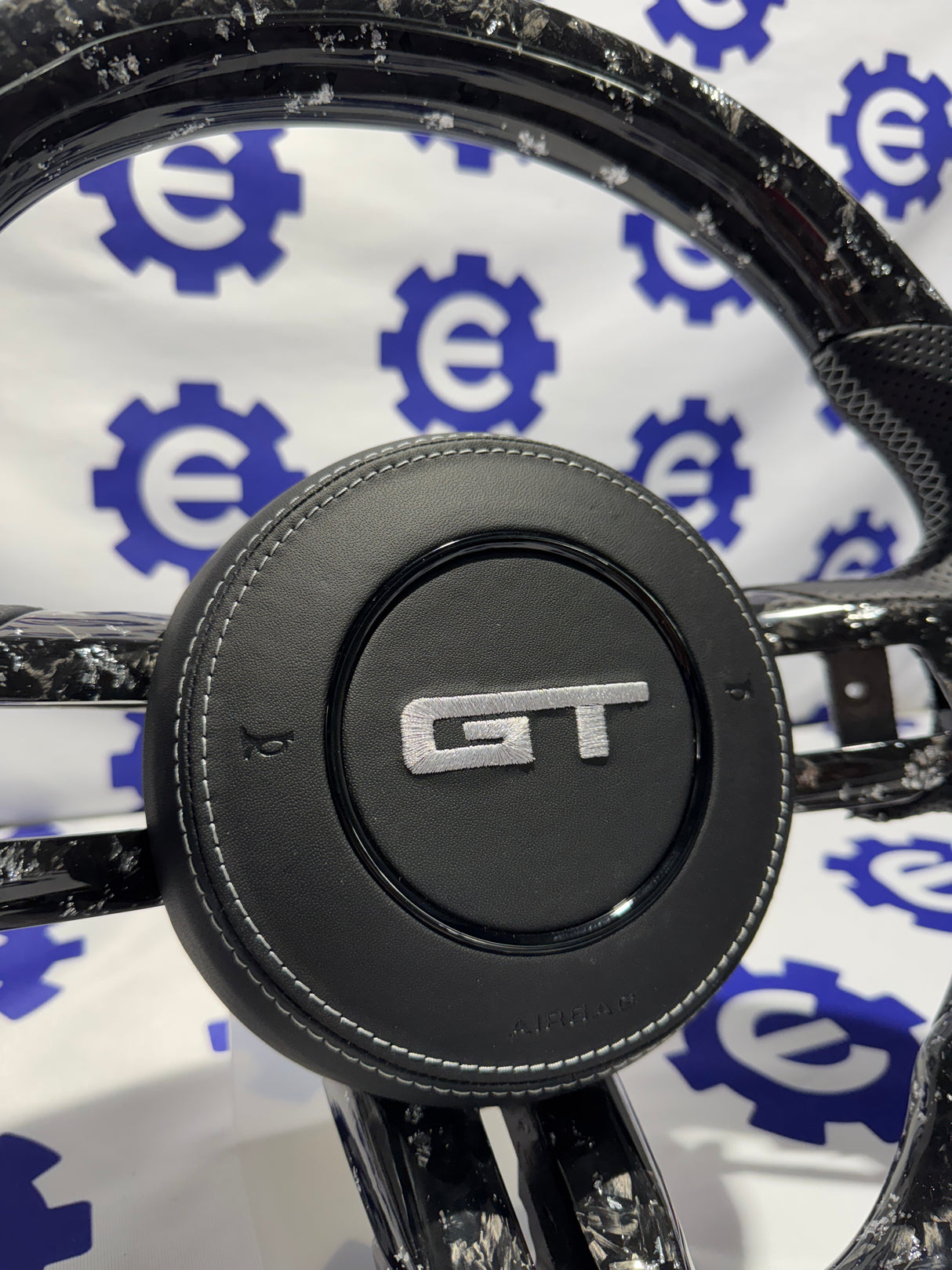 2015-2023 Ford Mustang Carbon Fiber Steering Wheel + Airbag Cover - Preset