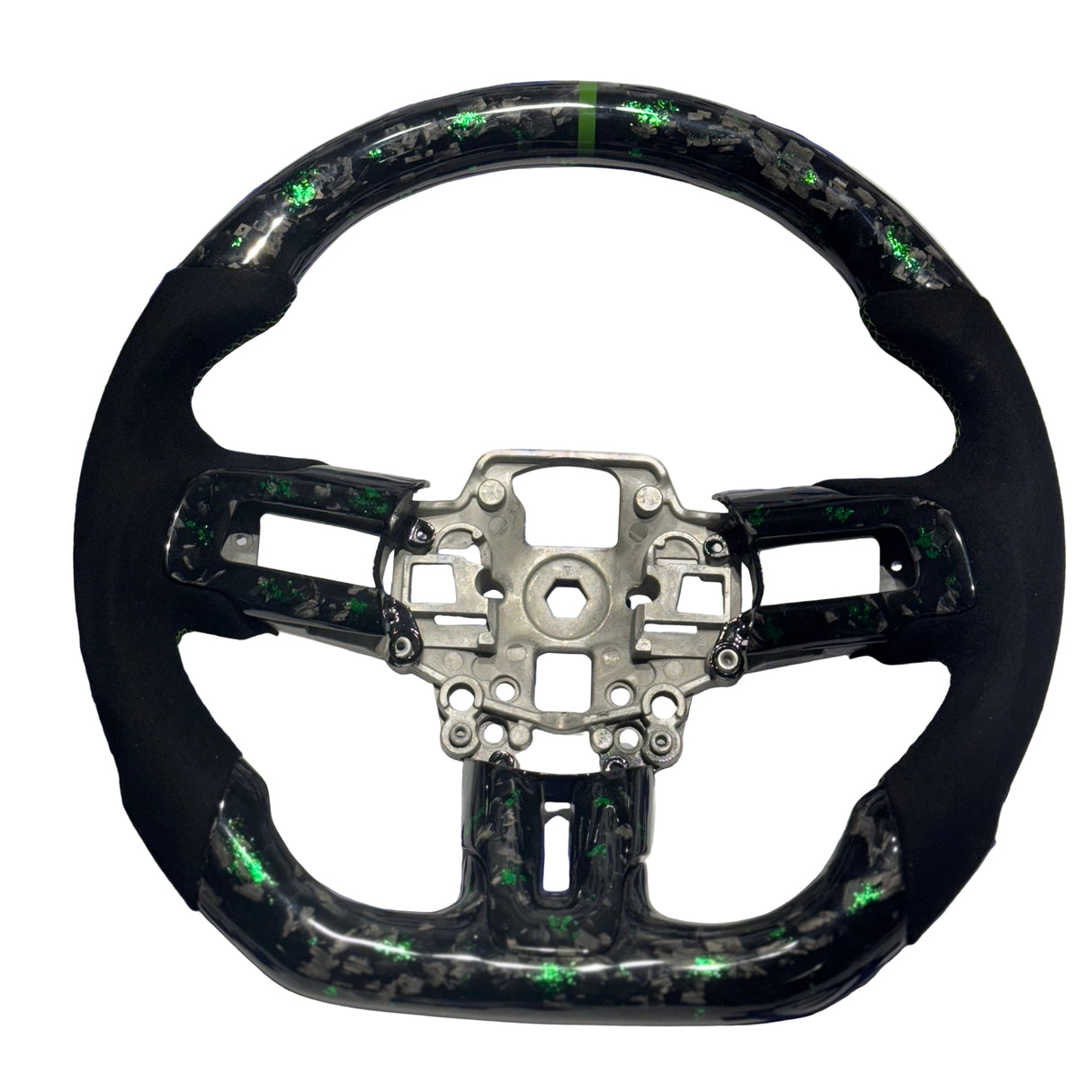 2015-2023 Ford Mustang Forged Carbon Fiber Steering Wheel + Green Flakes - Preset