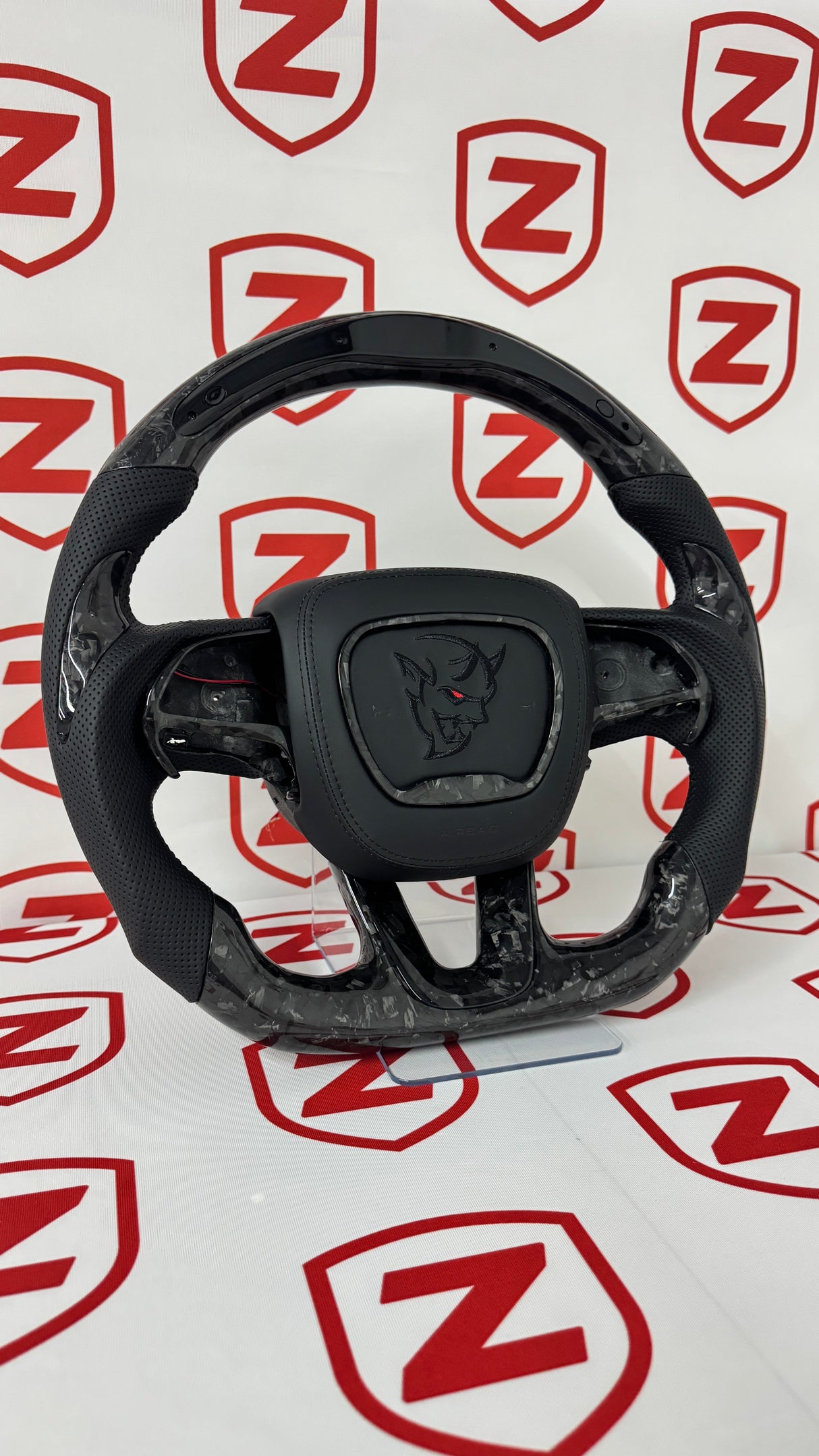 2015-2023 Dodge Charger/Challenger/Durango Demon Carbon Fiber Steering Wheel + Led Screen + Airbag Cover - Preset