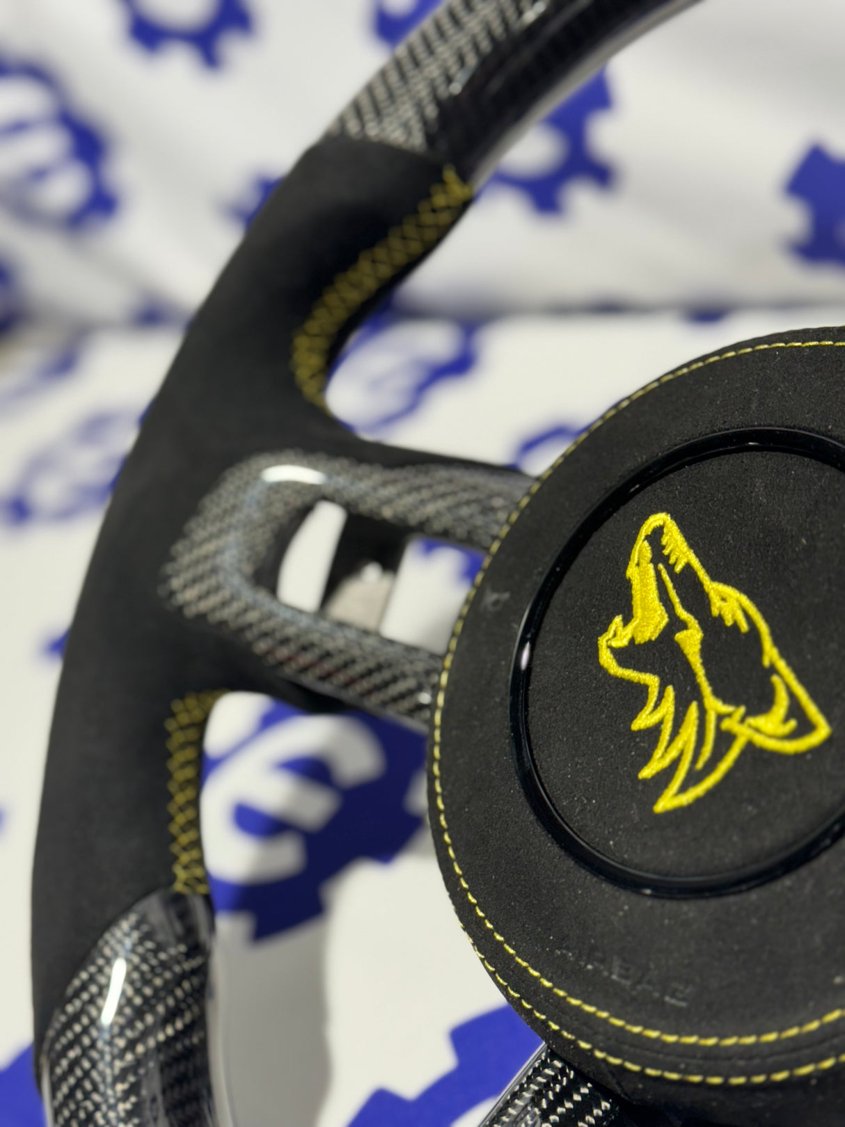 2015-2023 Ford Mustang Carbon Fiber Steering Wheel + Airbag Cover - Preset