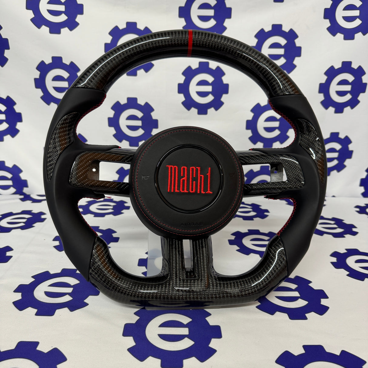 2015-2023 Ford Mustang Mach 1 Carbon Fiber Steering Wheel + Airbag Cover - Preset