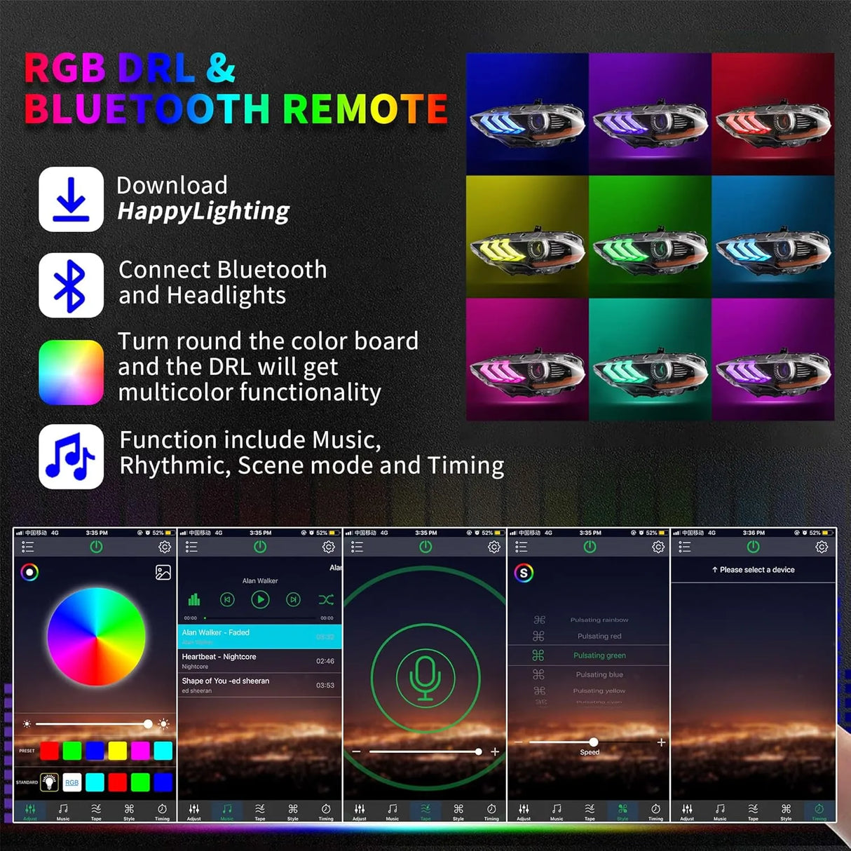 2018-2023 Mustang RGB Projector Headlights for Ford Mustang