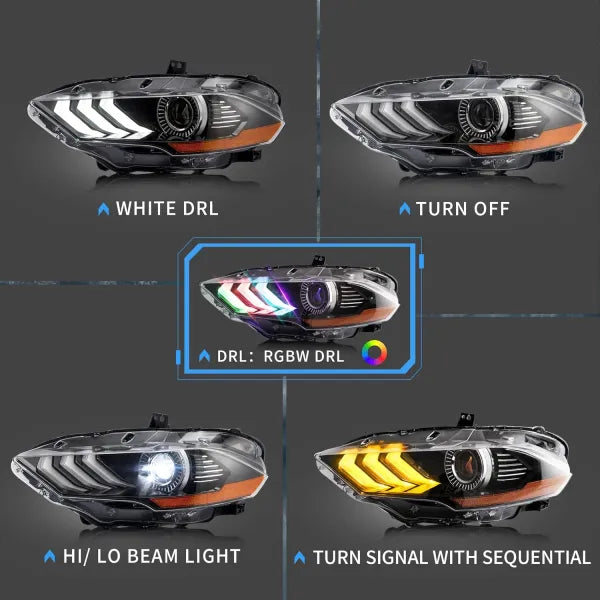 2018-2023 Mustang RGB Projector Headlights for Ford Mustang