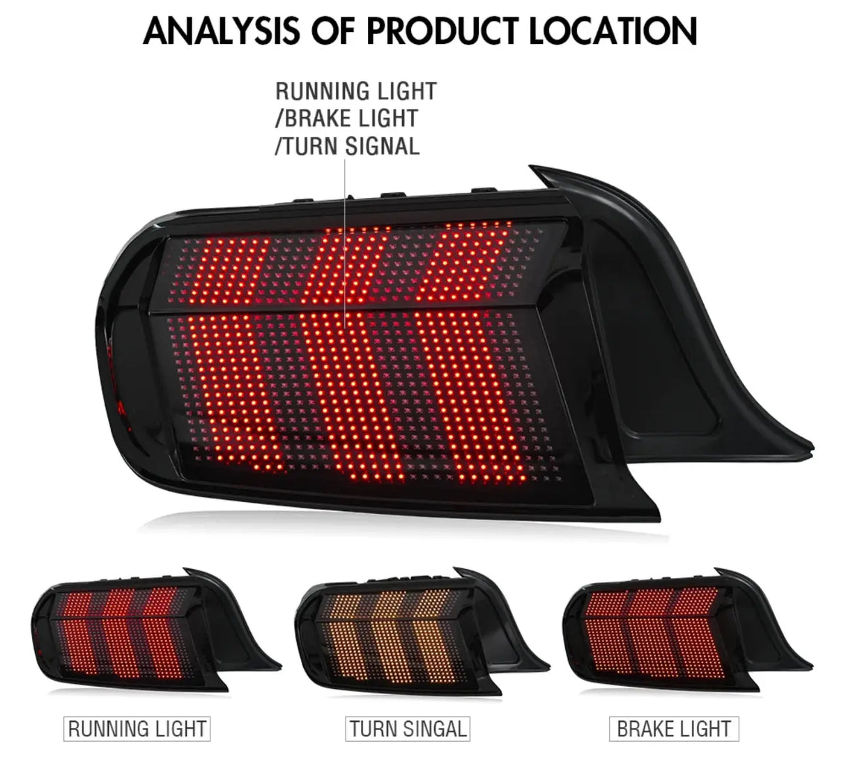 2015-2023 Mustang Style Clear Digital Taillight