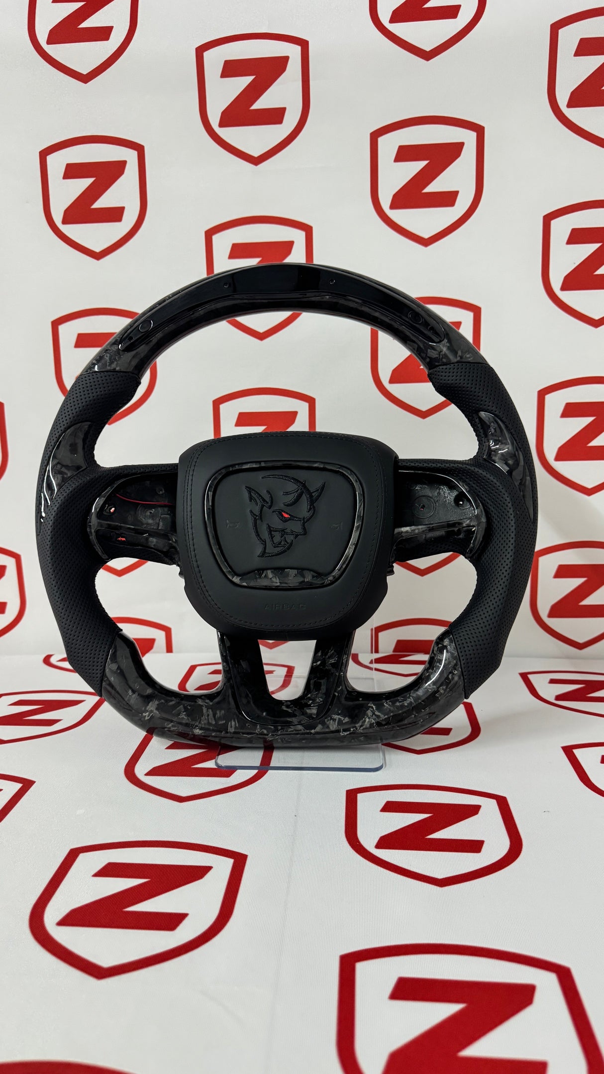 2015-2023 Dodge Charger/Challenger/Durango Demon Carbon Fiber Steering Wheel + Led Screen + Airbag Cover - Preset