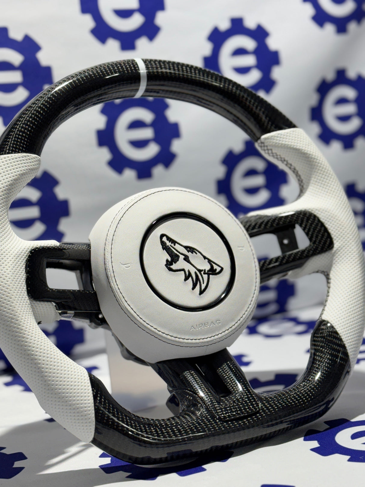 2015-2023 Ford Mustang Carbon Fiber Steering Wheel + Airbag Cover - Preset