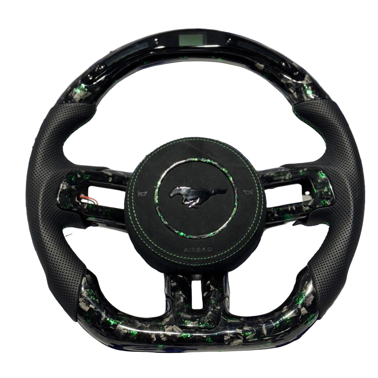 2015-2023 Ford Mustang Carbon Fiber Steering Wheel + Airbag Cover - Preset