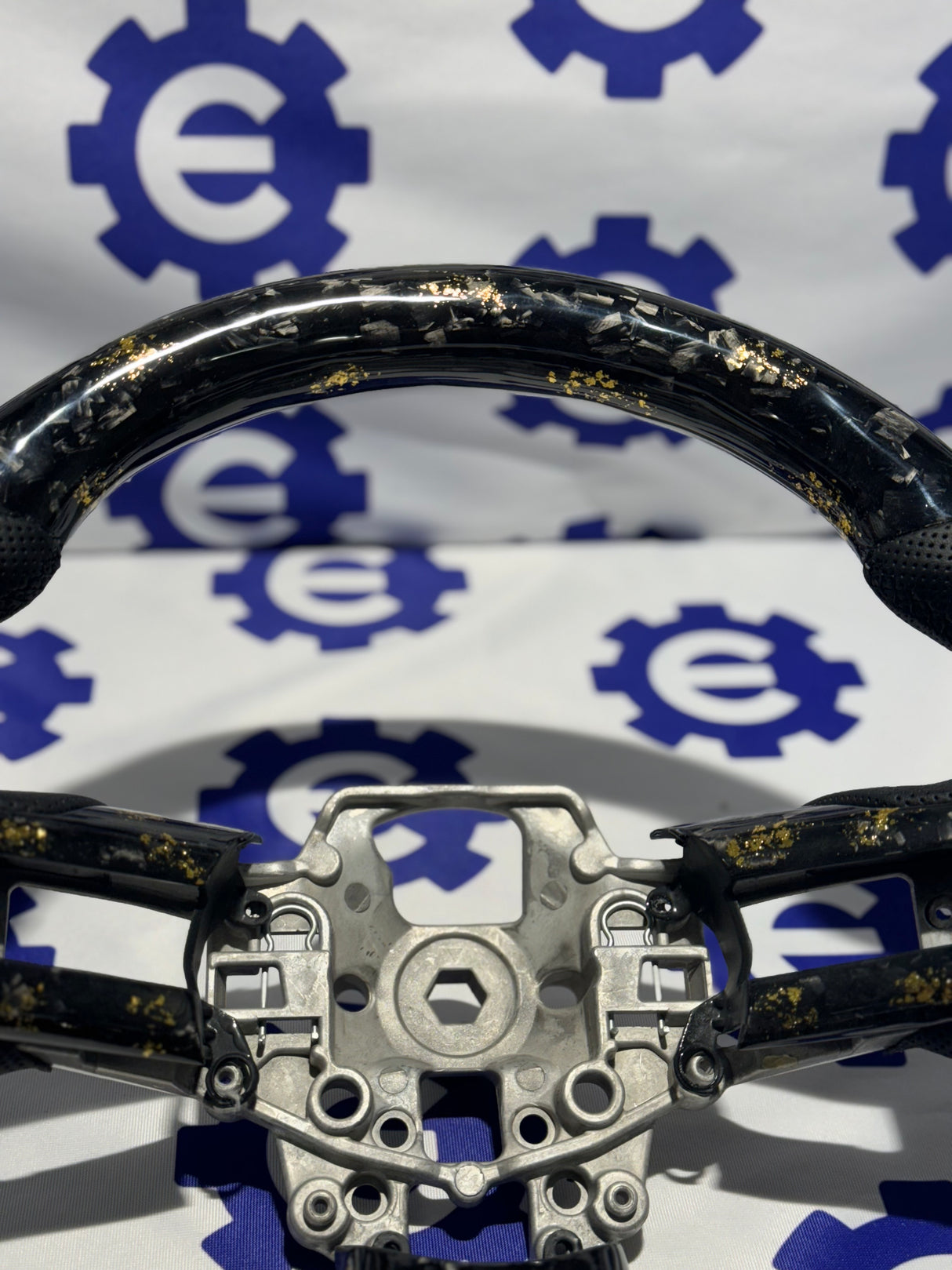 2015-2023 Ford Mustang Forged Carbon Fiber Steering Wheel + Gold Flakes - Preset