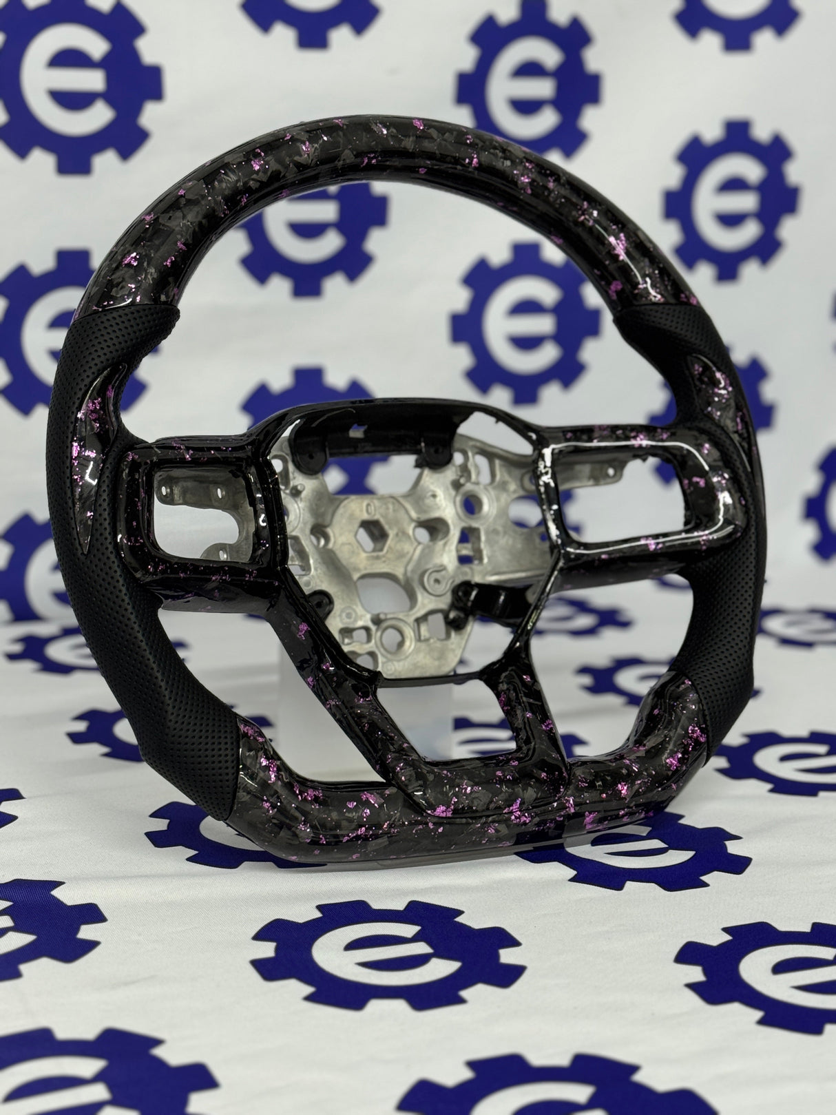 2024+ Ford Mustang Forged Carbon Fiber Steering Wheel + Pink Flakes - Preset