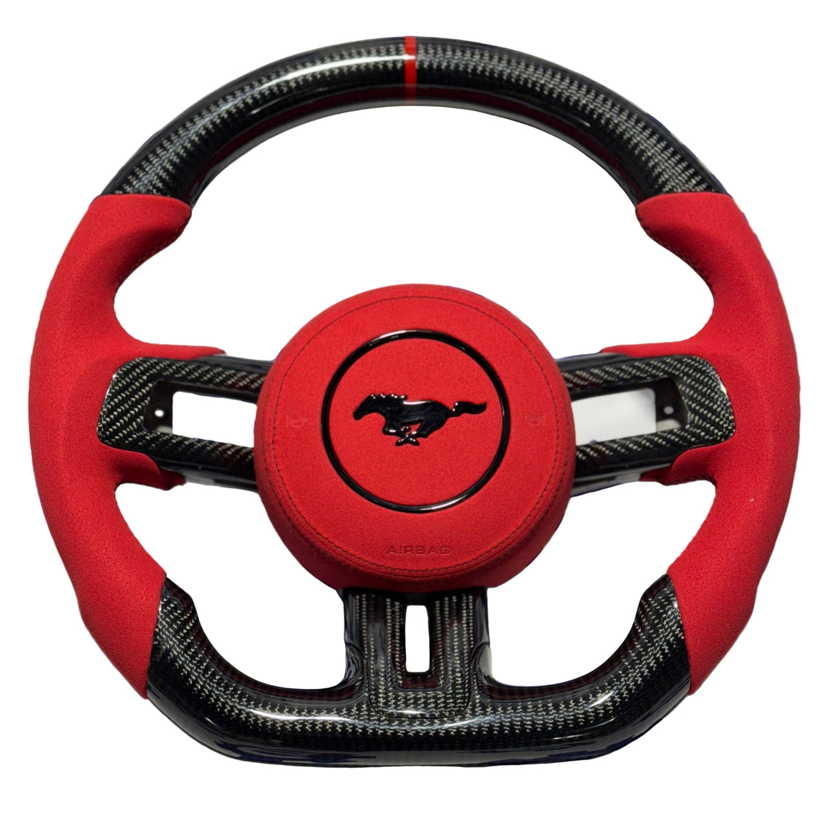 2015-2023 Ford Mustang Carbon Fiber Steering Wheel + Airbag Cover - Preset