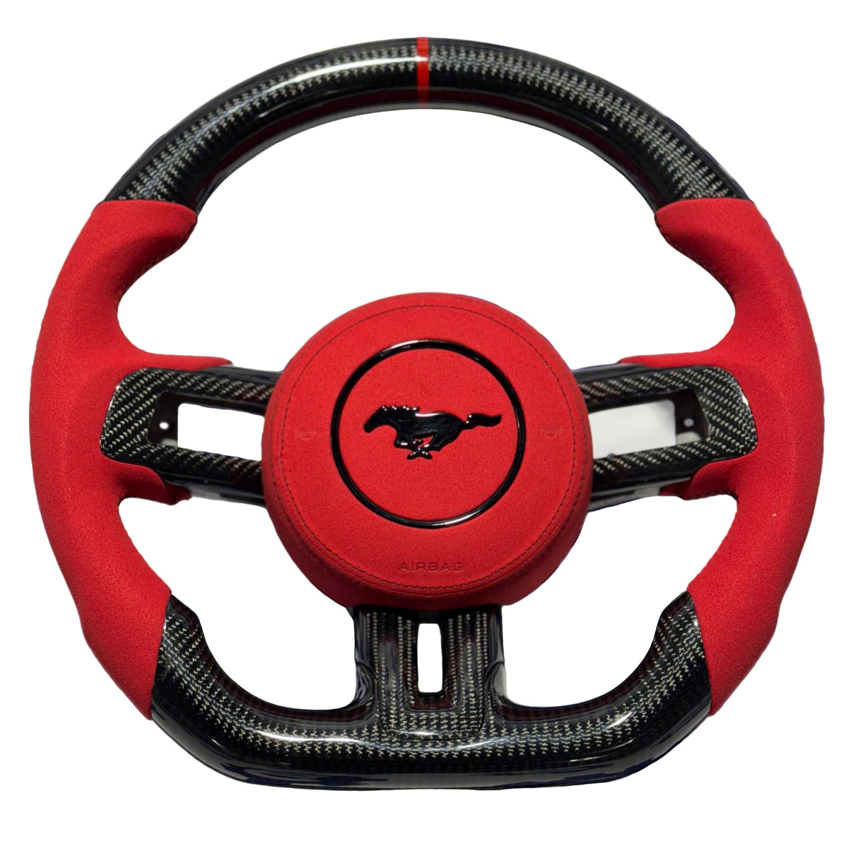 2015-2023 Ford Mustang Carbon Fiber Steering Wheel + Airbag Cover - Preset