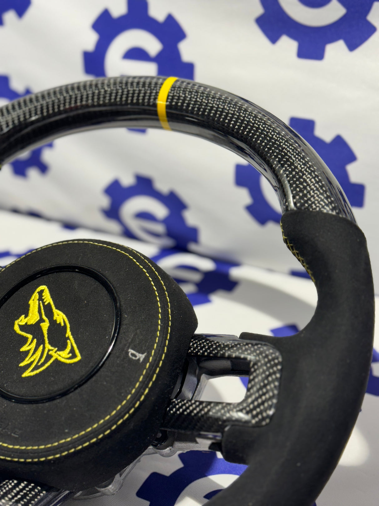 2015-2023 Ford Mustang Carbon Fiber Steering Wheel + Airbag Cover - Preset