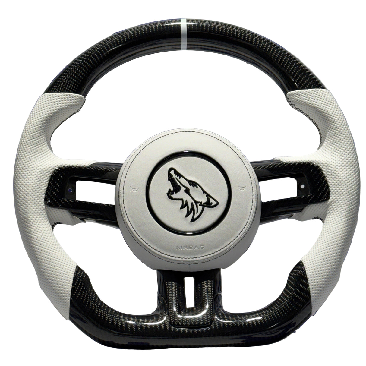 2015-2023 Ford Mustang Carbon Fiber Steering Wheel + Airbag Cover - Preset