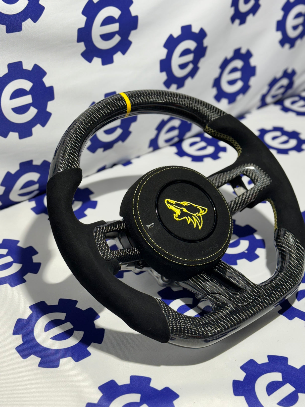 2015-2023 Ford Mustang Carbon Fiber Steering Wheel + Airbag Cover - Preset