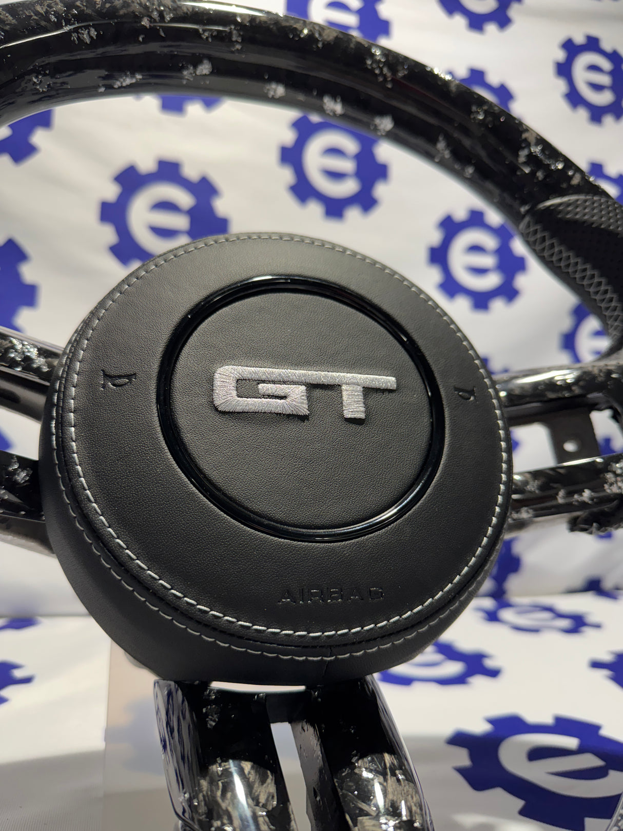 2015-2023 Ford Mustang Carbon Fiber Steering Wheel + Airbag Cover - Preset