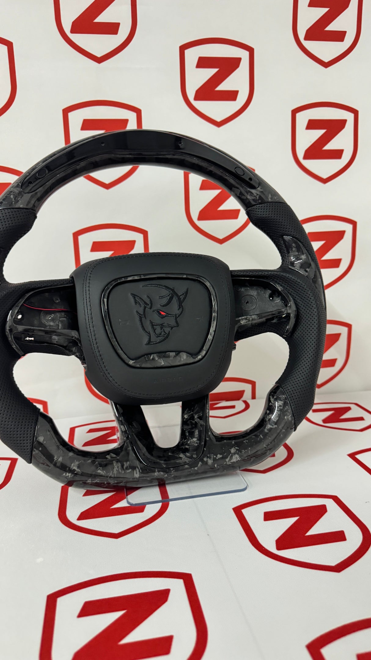 2015-2023 Dodge Charger/Challenger/Durango Demon Carbon Fiber Steering Wheel + Led Screen + Airbag Cover - Preset