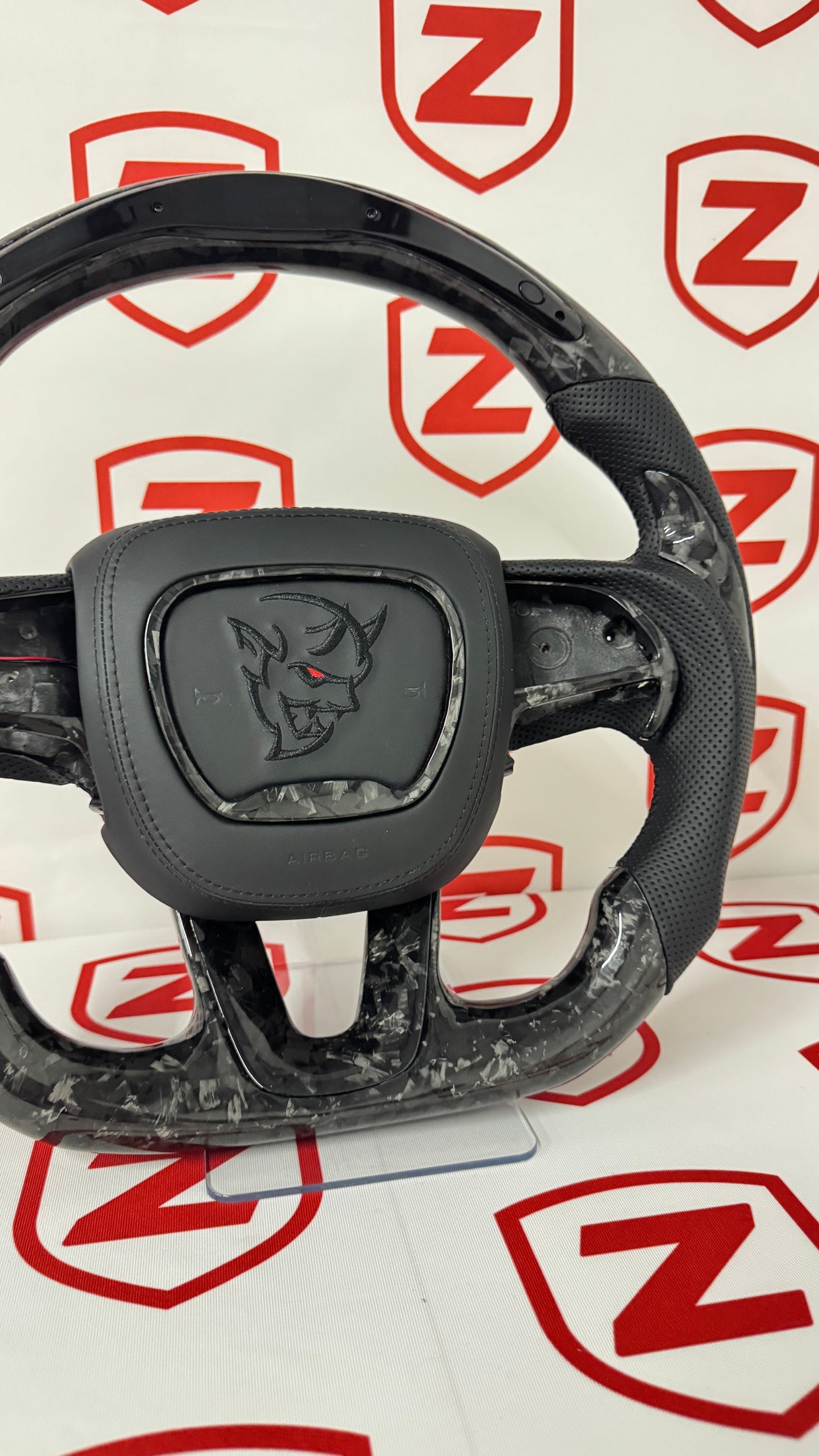 2015-2023 Dodge Charger/Challenger/Durango Demon Carbon Fiber Steering Wheel + Led Screen + Airbag Cover - Preset