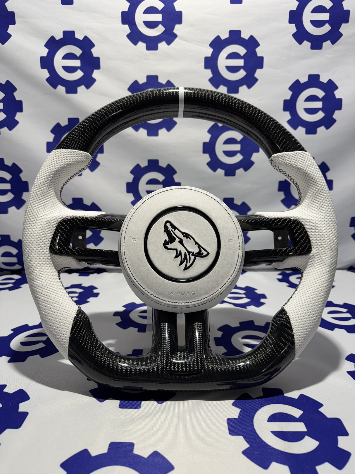 2015-2023 Ford Mustang Carbon Fiber Steering Wheel + Airbag Cover - Preset