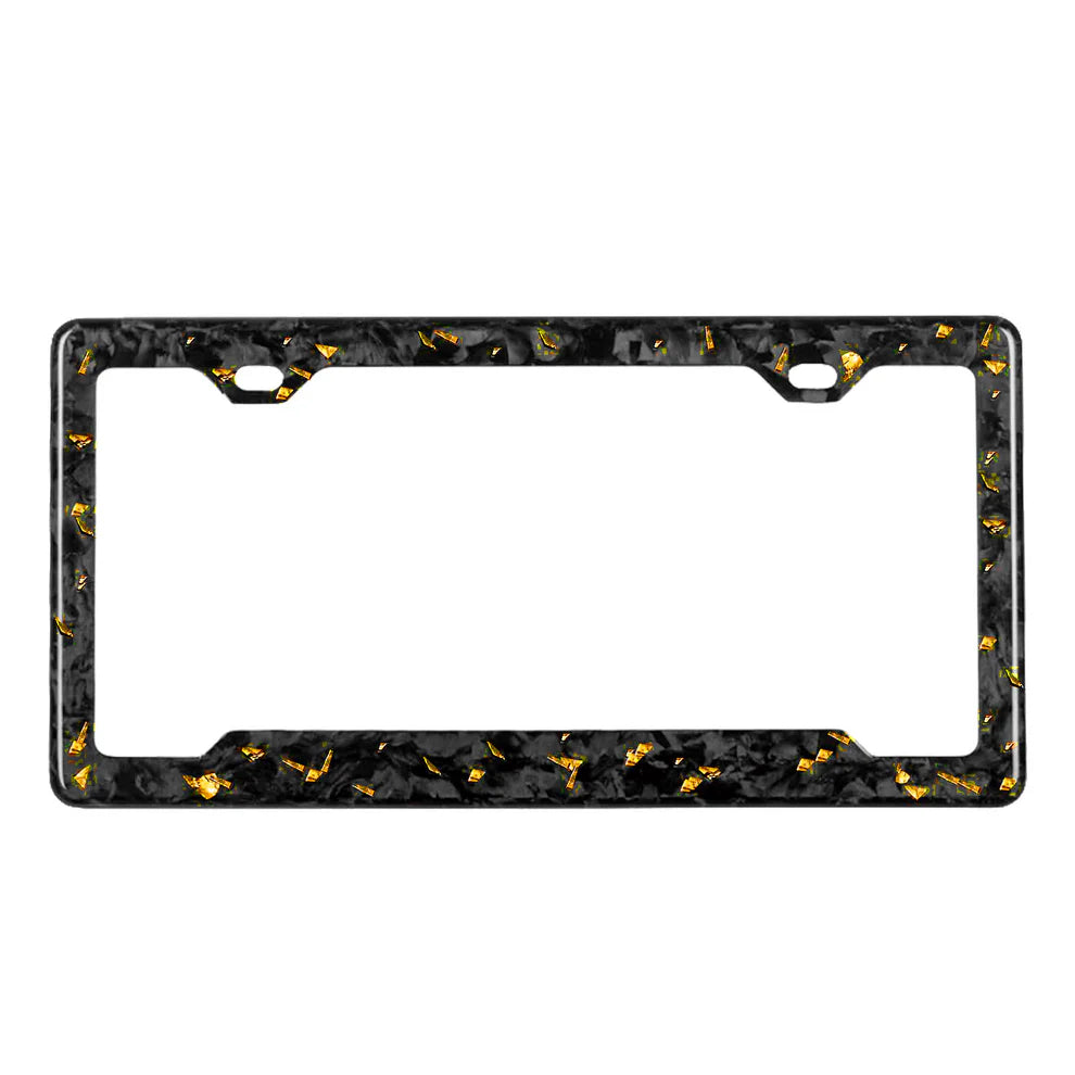 Gold Flaked Forged Carbon Fiber License Plate Frame