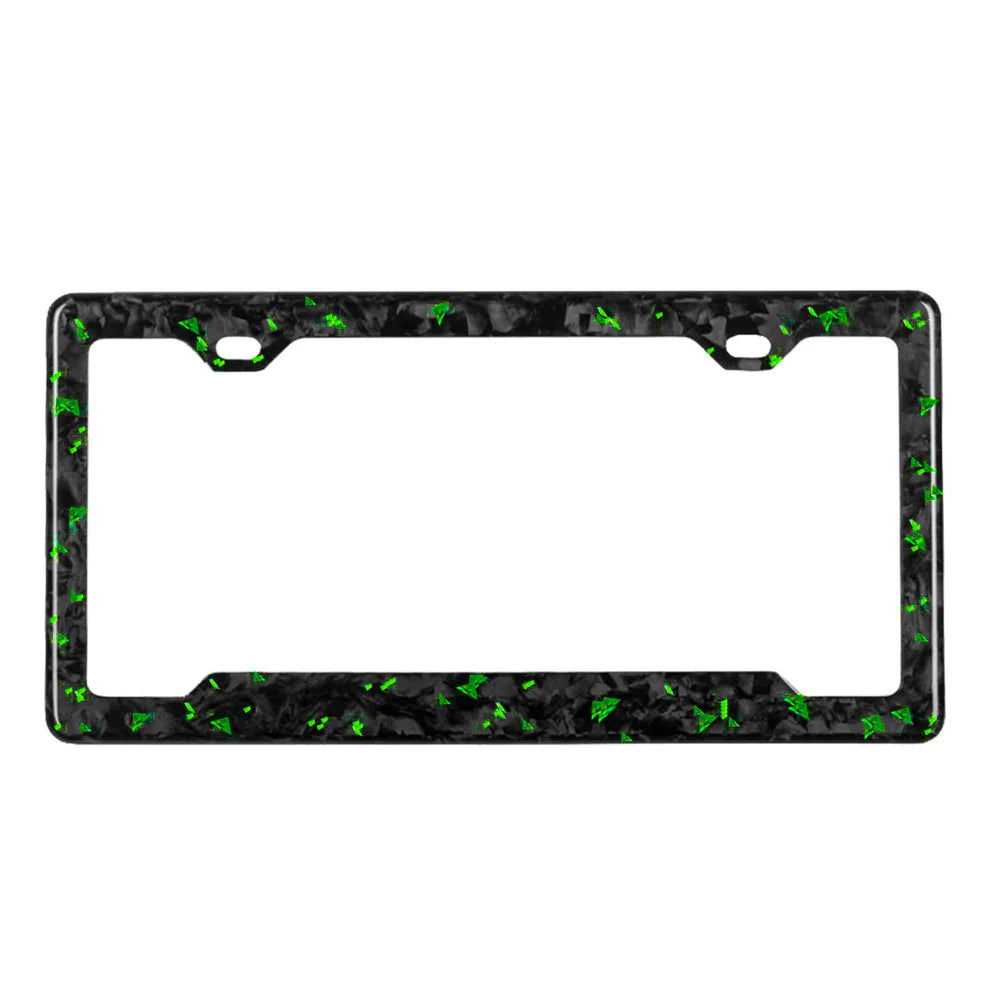 Green Flaked Forged Carbon Fiber License Plate Frame