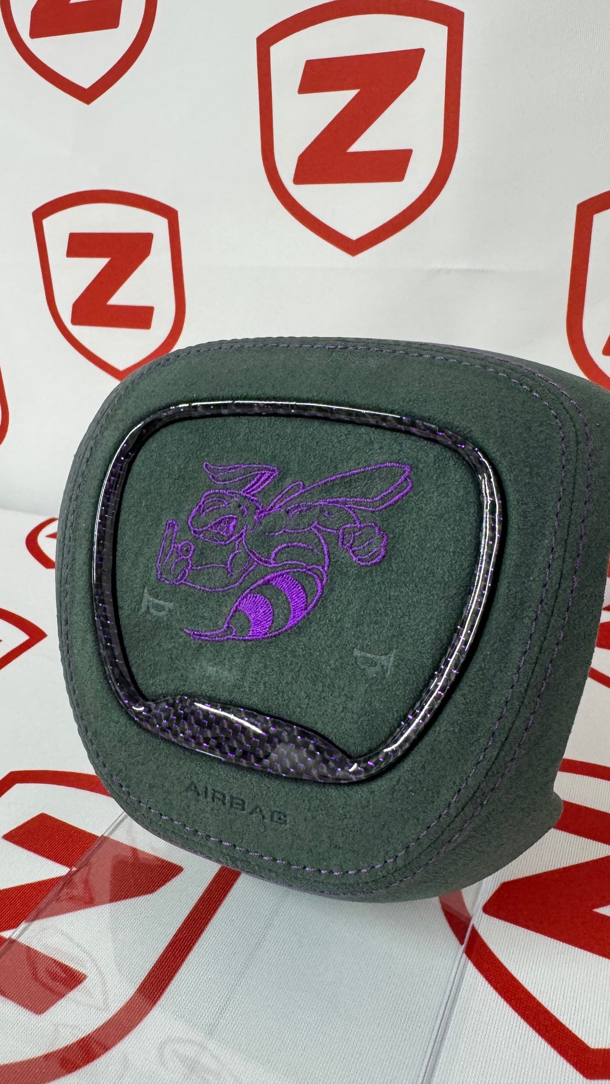 2015-2023 Dodge Airbag Cover - Green W/ Purple Bee