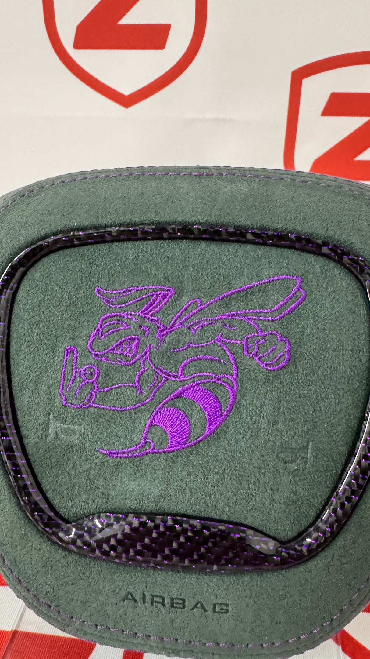 2015-2023 Dodge Airbag Cover - Green W/ Purple Bee