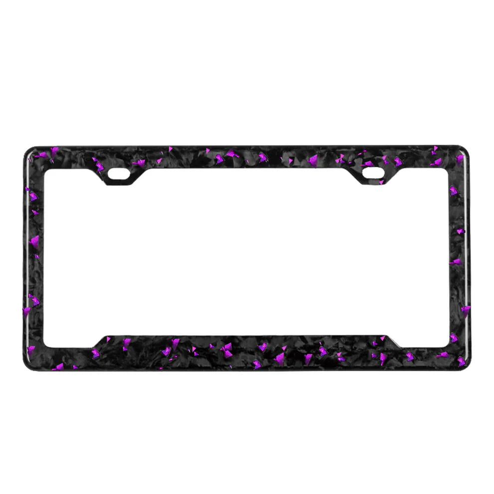 Purple Flaked Forged Carbon Fiber License Plate Frame