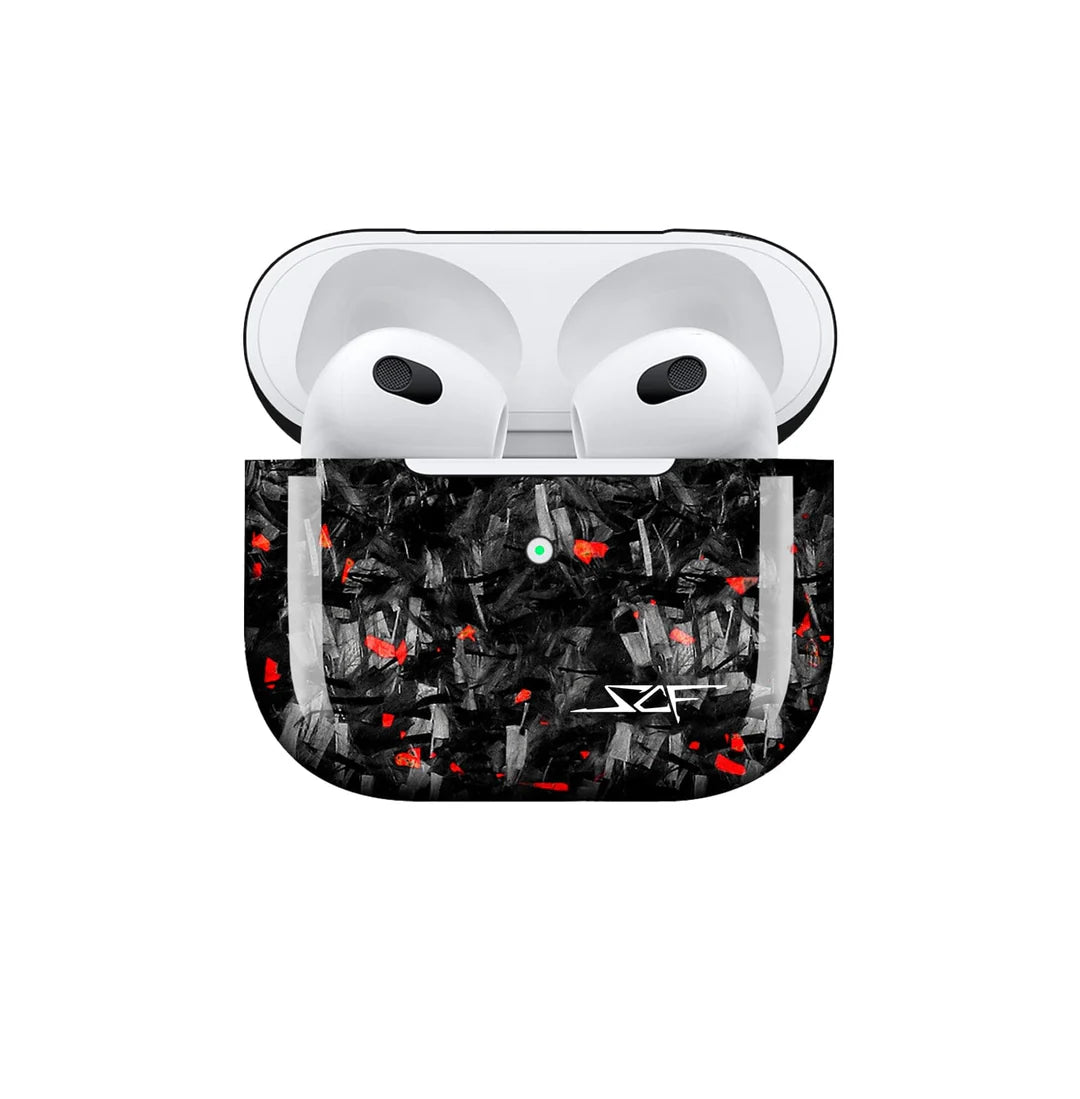 Apple AirPods | Red Flake Real Forged Carbon Fiber Case