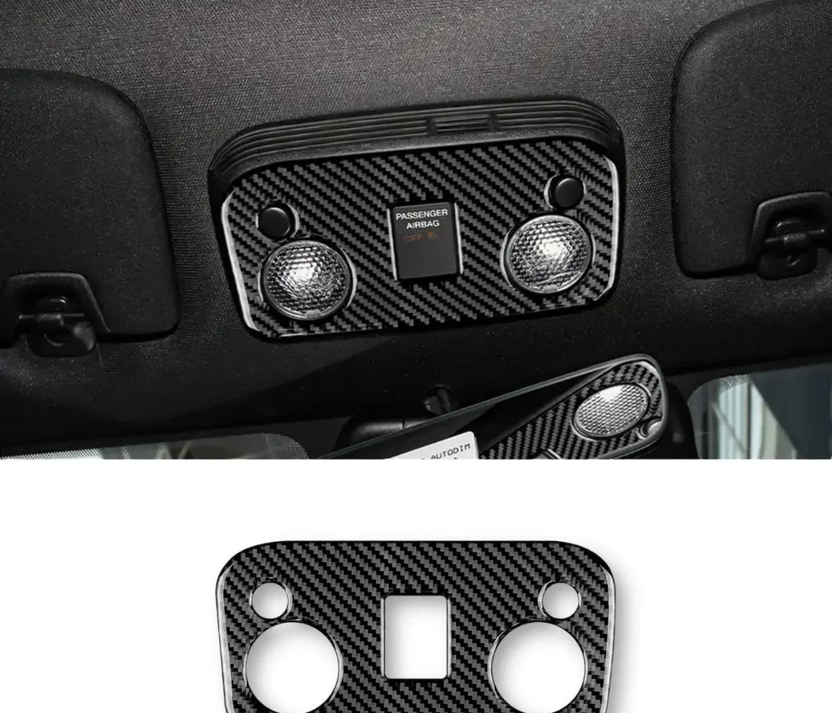 Carbon Fiber Overhead Dome Light Trim Overlay for Mustang 2015-2023