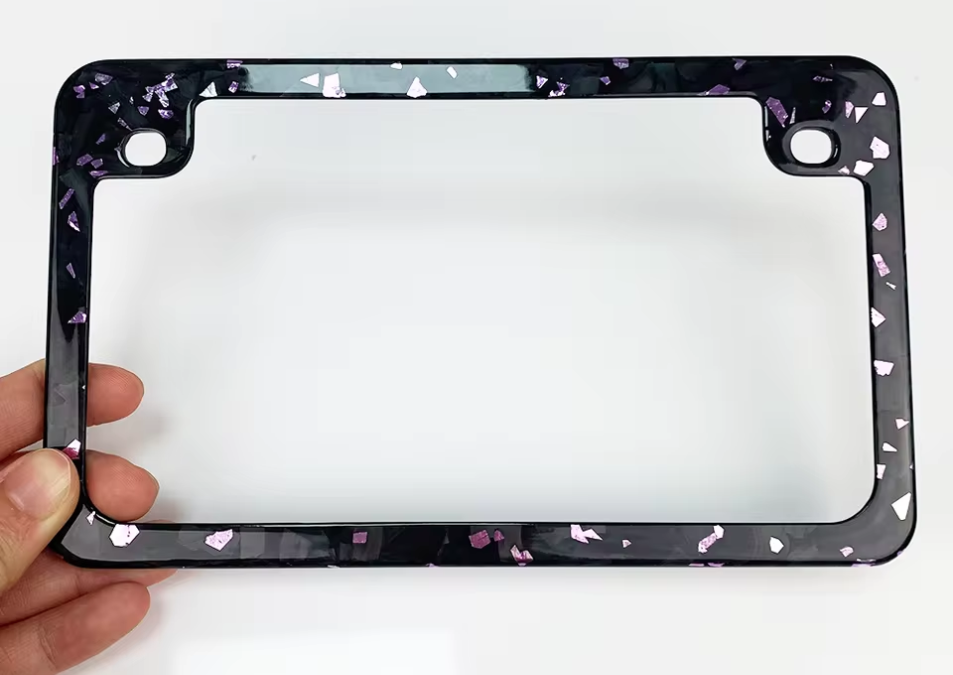 Motorcycle - Purple Flaked Forged Carbon Fiber License Plate Frame