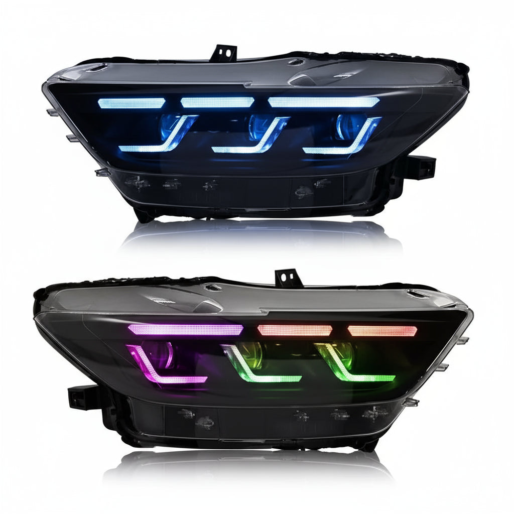 2015-2017 Ford Mustang RGB S650 Style Headlights - Flow Series