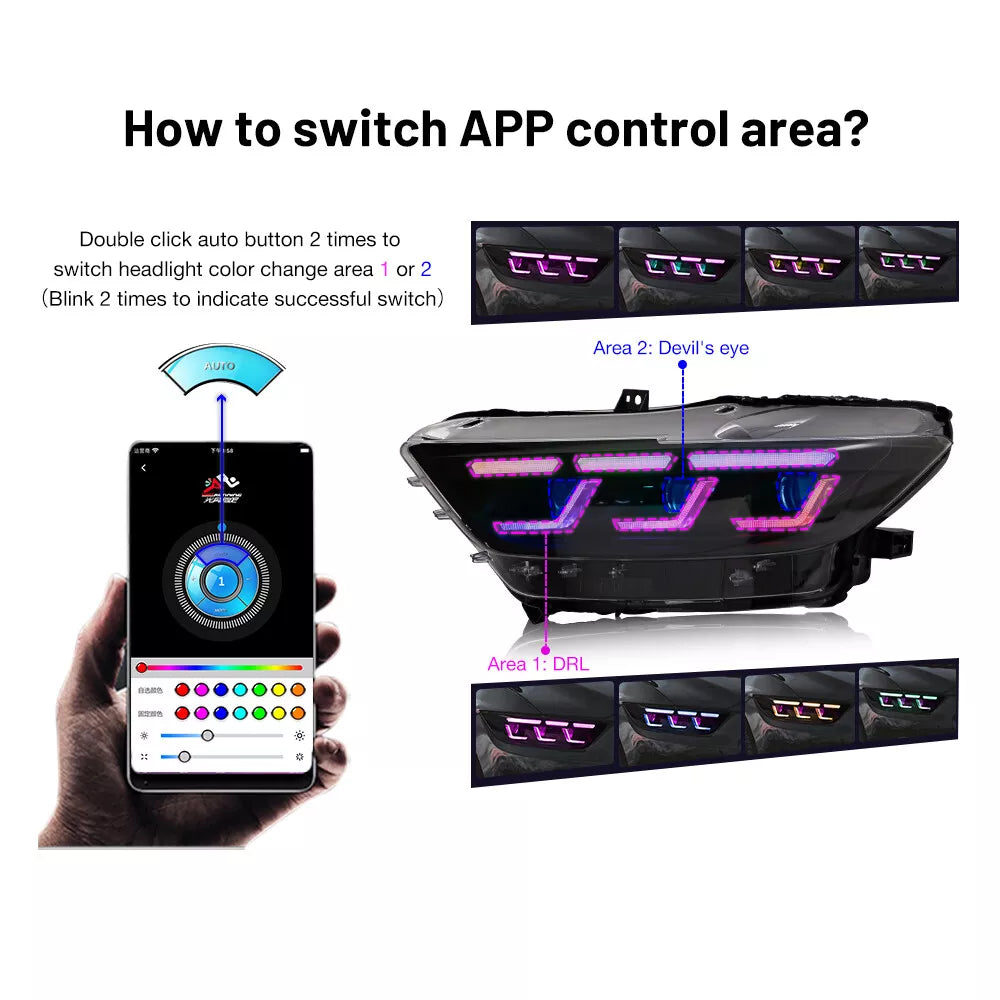 2015-2017 Ford Mustang S650 Style Headlights - Flow Series