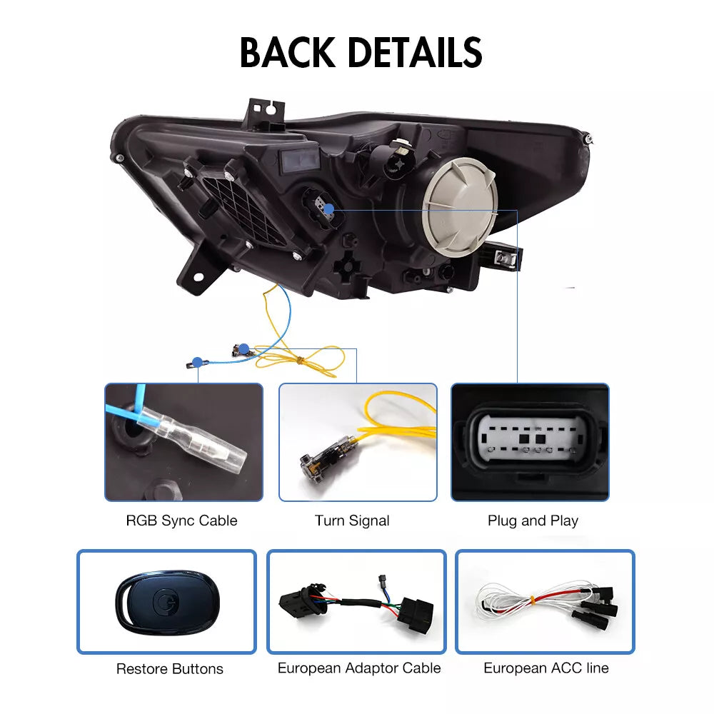 2015-2017 Ford Mustang RGB S650 Style Headlights - Flow Series