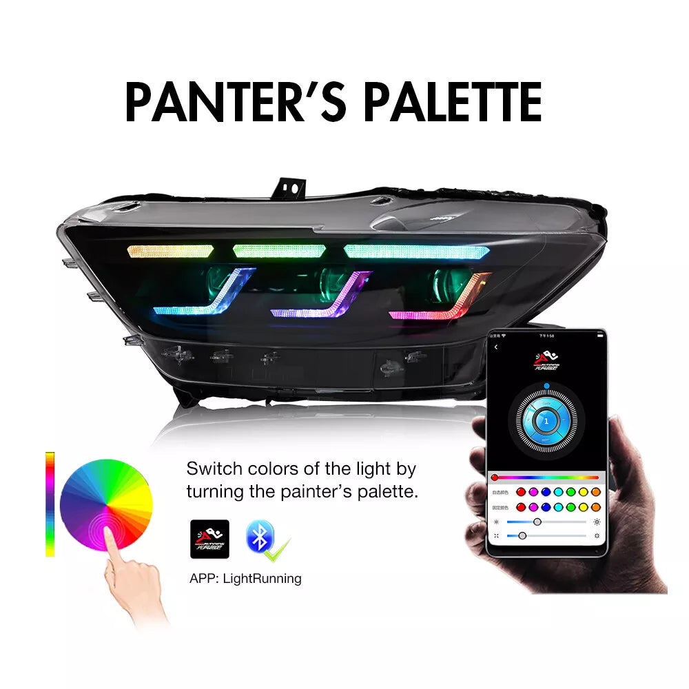 2015-2017 Ford Mustang RGB S650 Style Headlights - Flow Series