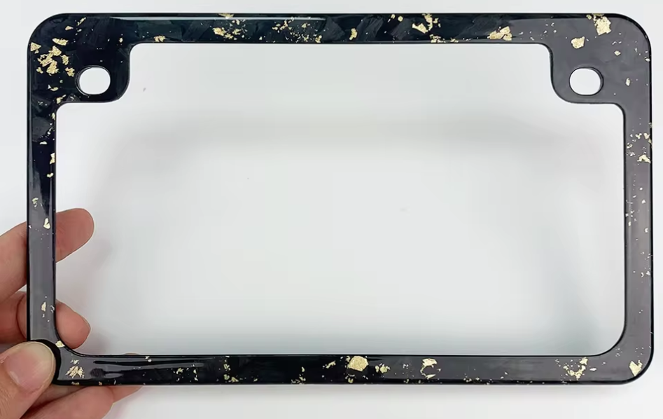 Motorcycle - Gold Flaked Forged Carbon Fiber License Plate Frame