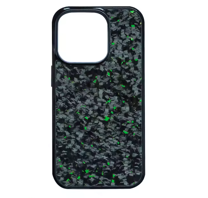 Forged Carbon Fiber with Green Flakes - Phone Case