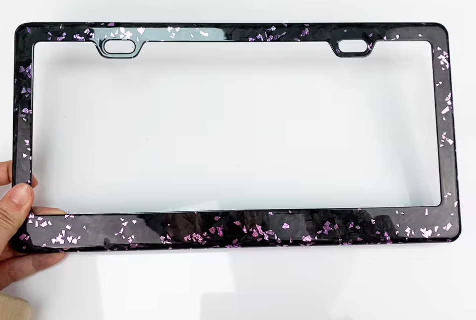 Purple Flaked Forged Carbon Fiber License Plate Frame