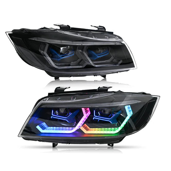 RGB Headlight For 2009-2012 BMW 3-Series E90 E91 320i 323i 325 330 335 (Halogen/Xenon)