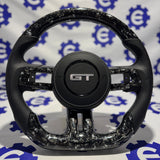 2015-2023 Ford Mustang Carbon Fiber Steering Wheel + Airbag Cover - Preset