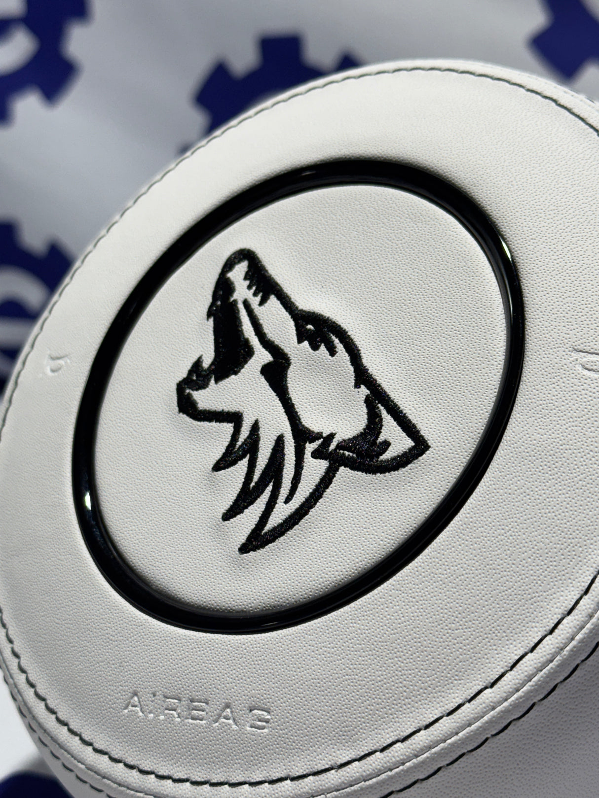 Ford Mustang Coyote embroidery white leather