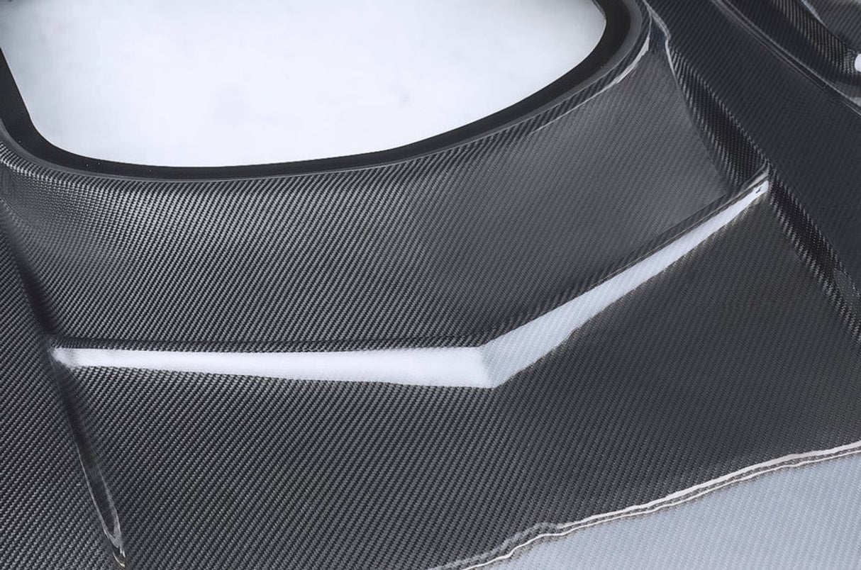 Carbon Fiber Glass Transparent Hood Stage 2 ( Raised 2 inches ) for Ford Mustang 2015- 2017