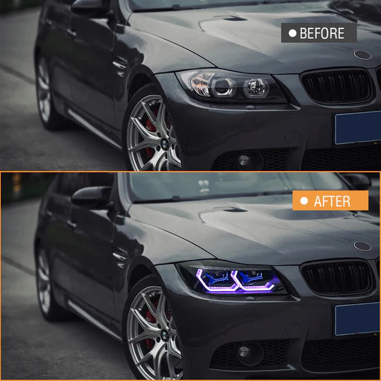 RGB Headlight For 2009-2012 BMW 3-Series E90 E91 320i 323i 325 330 335 (Halogen/Xenon)